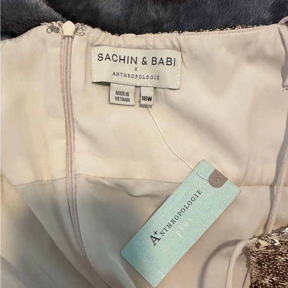 NWT Sachin & Babi x Anthropologie Colorblocked Sequined Midi Dress 18W Plus - Picture 12 of 13